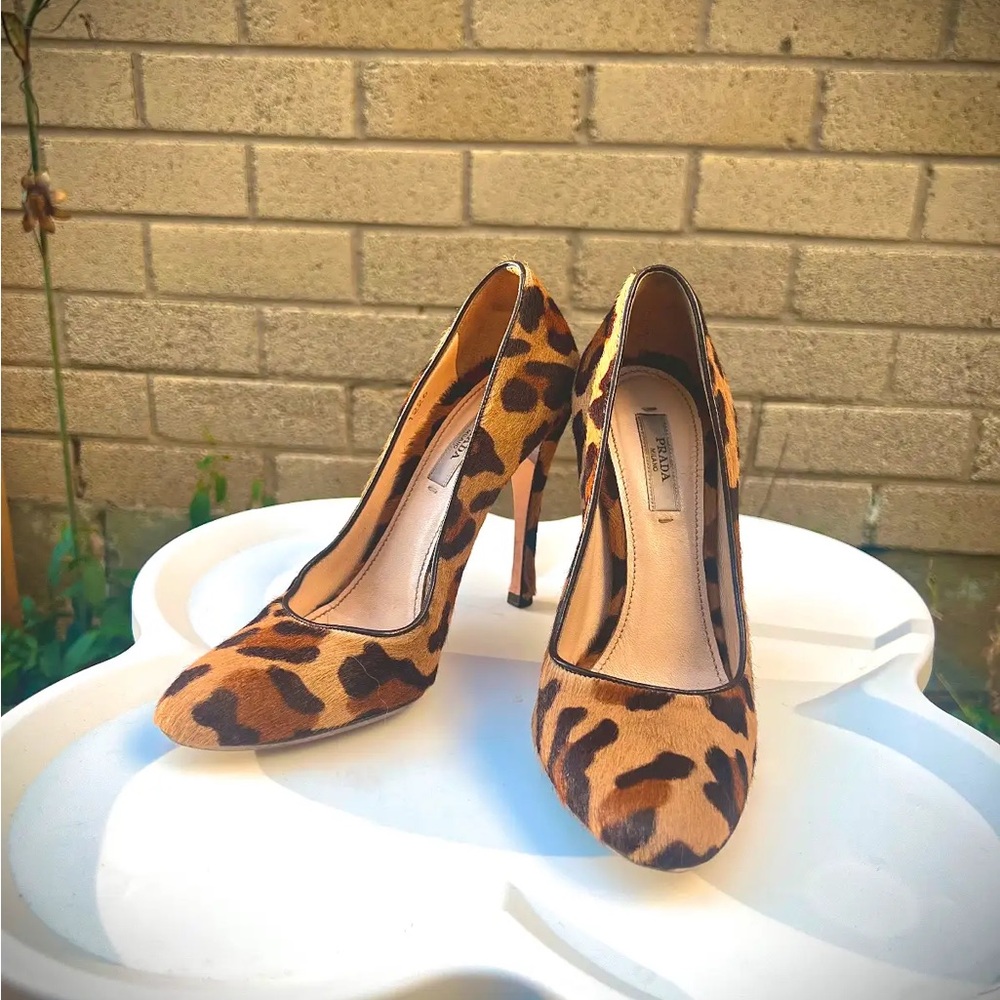 Prada Brown Leopard Print Heels